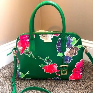 Green leather floral Kate Spade handbag- Like New*